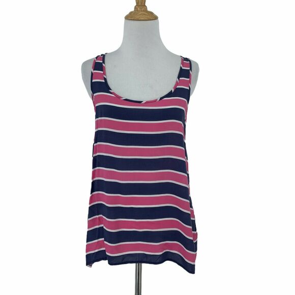 Splendid Rugby Stripe Tank Top Women's Size S Keyhole Back Loose Fit High Low - Picture 1 of 10